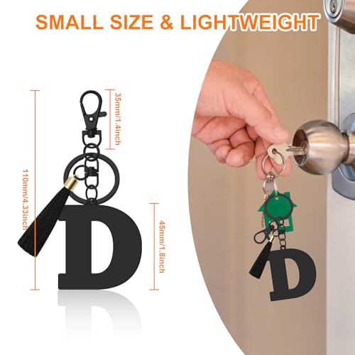 Oubaka Initial Monogram A-Z Keychain for Women, Cute Initial Letter Keychain with Tassel for Handbag Car Key Bag Keyring - color: Black-d