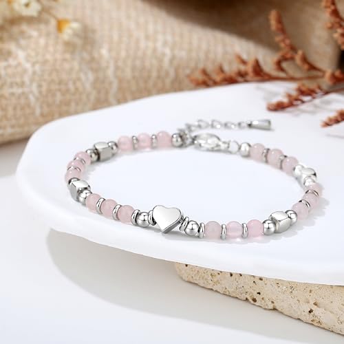TONY & SANDY Tiny Beaded Bracelets for Women, Sometimes You Forget You're Awesome Gift, Unique Gifts for Women, Mom, Daughter, Wife, Coworker, Best Friend, Bestie, Granddaughter - style: Rose Quartz