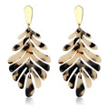 ARATLENCH Acrylic Pendant necklace Earrings – Long Statement Leaf Charm Necklace Tortoise Resin Palm Leaf Earrings Fashion Necklaces Earrings for Women - color: Leopard-earrings