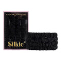 SILKIE x4 Set - Better than Satin - 100% Pure Mulberry Silk Black on Black Skinny Scrunchies Travel Pouch Everyday Hair Ties Elastics Hair Care Ponytail Holder No Damage (Noir) - color: Noir