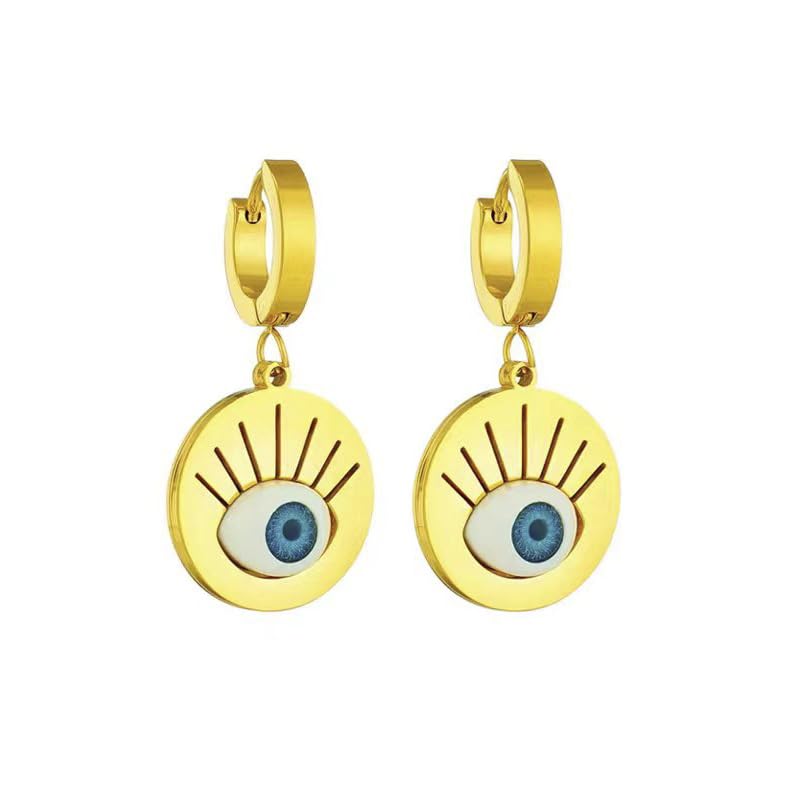 Silver/Gold Boho Dangle Statement Earrings for Women Trendy,Handmade Vintage Dainty Cute Long Drop Summer Earrings,fashion Accessories Jewelry Gifts - color: A21 Gold Evil eye ball shaped