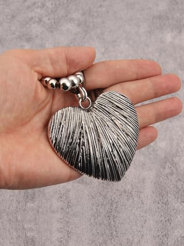 GelConnie Boho Necklaces for Women Cowgirl Necklace Stone Leather Cord Pendant Necklaces With Beads Long vintage Layered Choker Necklace - style: Heart Silver Necklace