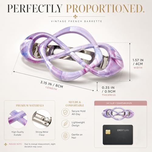 6PCS Vintage French Barrette Clips for Women, Flat Claw Clips for Thin and Fine Hair, Strong Hold Non-Slip Hair Accessories Set in 6 Glossy Colors, Stylish Hair Jewelry for Girls and Moms (Style 2) - color: Style 2