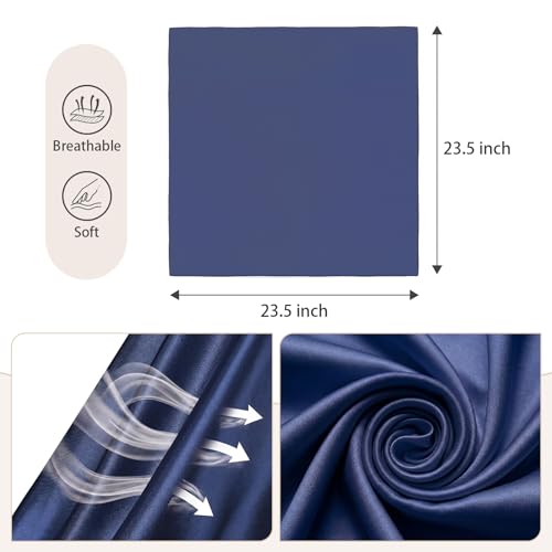 American Trends Women Silk Feeling Scarf Satin Head Scarves Square Wrap Neck Scarf Lightweight Silk Like Bandana - color: 11 Dark Blue