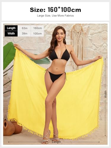QIANXIZHAN Women's Swimsuit Cover Up,Beach Sarong Wrap Bottom Coverup for Women Short Skirt - color: Tassels Yellow