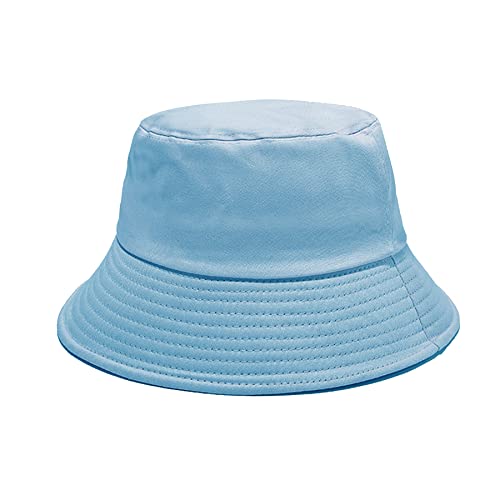 NPJY Bucket Hat for Women Men Cotton Summer Packable Sun Beach Fishing Hats Travel Cap - color: Plain Skyblue
