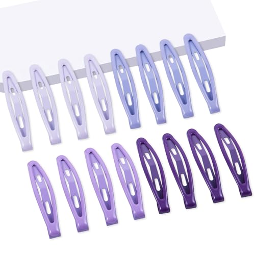 16 PCS Snap Hair Clips Metal Barrettes for Women Non Slip Barrettes for Thick and Thin Fine Hair,Bright Multiple Purple,2.36 x 0.43 Inches. - color: Bright Multiple Purple