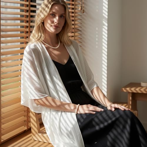 Kimonos for Women Casual Swimsuit Coverup Lightweight Boho Kimono Cardigans for Summer - color: Rz-ivory