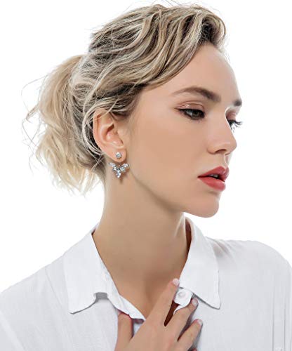 Tornito 6-12 Pairs Lotus Flower Earring Studs Chic CZ Earrings Jackets For Women Silver Rose Gold Tone - color: A2:12 Pairs, Silver&Rose Gold Tone
