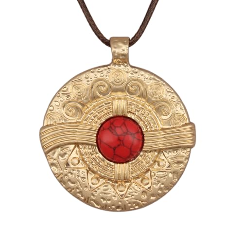 Jeilwiy Leather Necklace for Women Funky Necklace Choker String Cord Necklace with Pendant Boho Style Jewelry - style: Carved Patterns Pendant Necklace