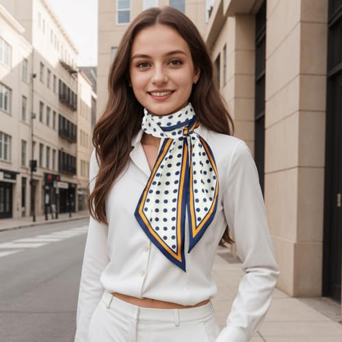 RIIQIICHY Hair Scarf for Women Like Silk Scarves Headband Neck Scarfs Twilly Purse Accessories - color: C016
