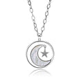 Long Moon Star Shell Pendant Necklace for Women Sweater Layered Y Statement Bohemian Chain Mother Jewelry with Gifts Box - color: SULVER