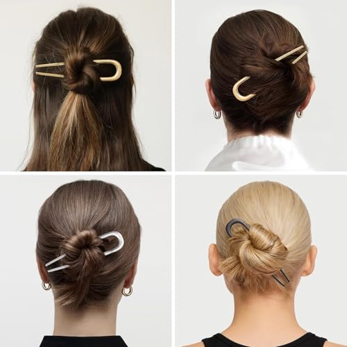 3 PCS French Hair Pins for Women, Metal Hair Pins for Buns, French Twist and Updos, Hair Accessories for Thick and Thin Hair, Black - color: Black