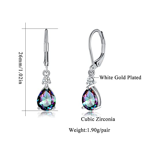 CiNily Teardrop Leverback Dangle Earrings for Women Hypoallergenic 14K Gold Plated Cubic Zircon Drop Earrings Fashion Crystal Earrings for Girls Jewelry Christmas Gifts - color: Dangle