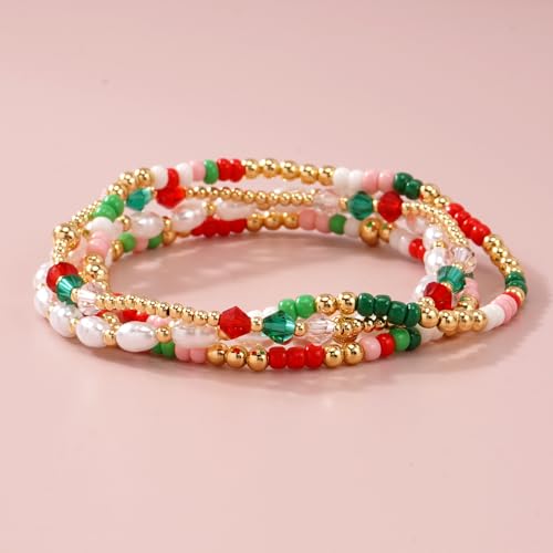Matching Bracelets for Couple,Gold Silver Beaded Heart Couples Bracelets,Raomantic Relationship Promise Jewelry Gifts for Her - color: Pearl