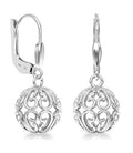 LeCalla 925 Sterling Silver Leverback Drop Earrings | Lightweight Celtic-Knot Filigree Heart Teardrop Dangle Earring for Women's Gift for Her - color: Filigree Ball Drop