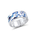 Santuzza 925 Sterling Silver Enamel Flower Pattern Ring for Women - color: Lily