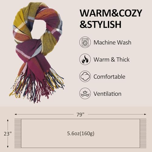 Loritta Womens Scarf Fashion Long Plaid Shawls Wraps Big Grid Winter Warm Lattice Large Scarves Gifts - color: Color Lattice