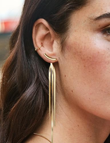 Long Dangle Earrings for Women – Elegant Dainty Tassel 18K Gold Plated Earrings for Womens in Prom Lightweight and Hypoallergenic Dangling Gold Earings for Women and Teens - color: Izumi Gold