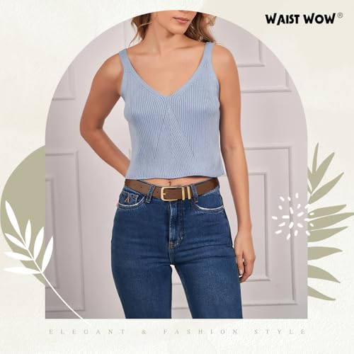 3 Pack Women's Belts for Jeans Pants Dresses Fashion Ladies Leather Waist Belt with Buckle Leather Belts - color: Black+coffee+beige(gold), size: Fit Waist Size 25-30in