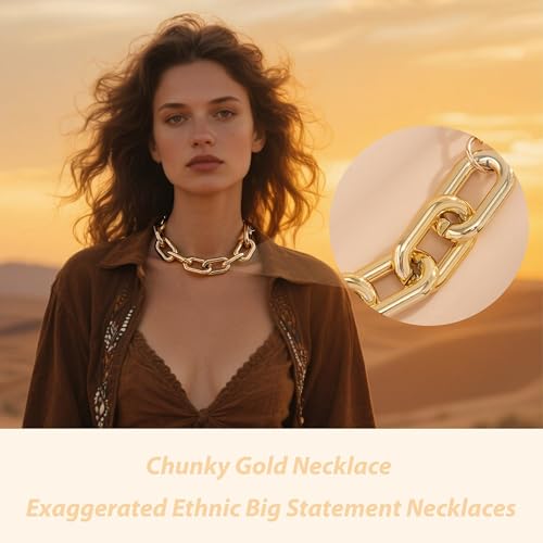 choice of all Chunky Gold Necklace Statement Necklace for Women Punk Chain Thick Gold Choker Jewelry Trendy Birthday Gifts - color: C:gold chunky necklace