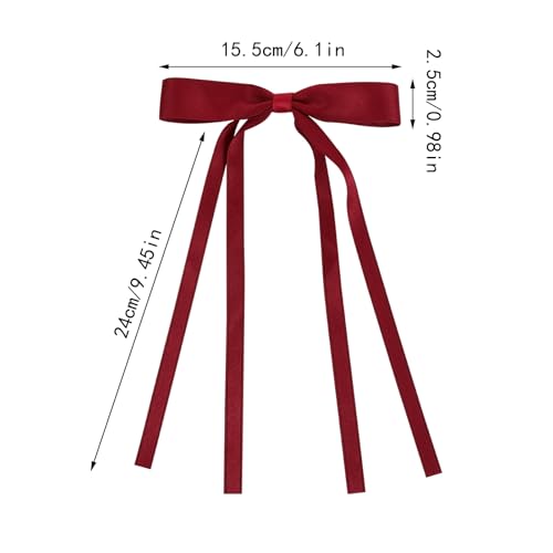 WORTL Hair Bows Clips Coquette Ribbon Bowknot with Long Tail Princess Hair Bows French Barrettes Hair Accessories for Women Girls 16PCS (Red, Rose red, Wine red, Pink) - color: Red, Rose red, Wine red, Pink