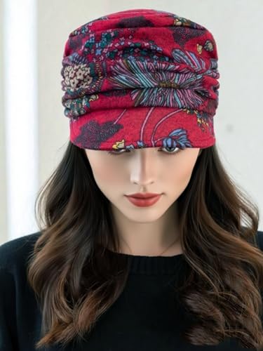 XYIYI Women Cancer Headwear Soft Chemo Beanie Baseball Cap - color: Red Flower