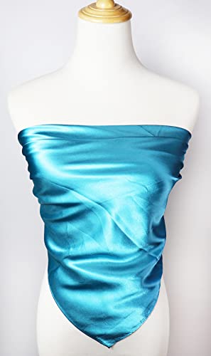 vabovin Satin Head Scarf for Women Solid Color, 35×35 in | Silk Feel Neckerchief, Hair Scarf, Fashion Bandana, Headscarf, Headband, Hair Wrap Sleeping, Daily Fashion Styling - color: 221 Blue