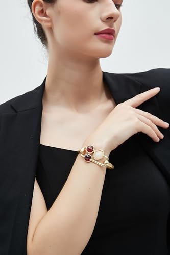 Chunky Gold Bracelet Trendy Gold Cuff Bracelets for Women Statement Silver Arm Cuffs Bangles Arm Punk Jewelry Accessories - style: Gold Bangle Cuff