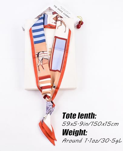 Hioyiwse Head Scarf Hair Neck Scarves For Women Purse Bag Scarfs For Handbags Silky Long Thin Satin Headscarf Fashion - color: B16-the Running Horse