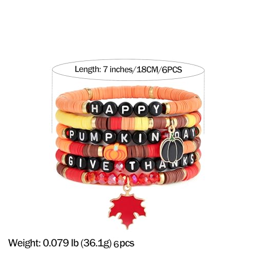 Elegance 11 designs Heishi Beaded Bracelets For Women Polymer Clay Colorful Surfer Stackable Beads Boho Bracelet Summer Beach Jewelry - color: Harvest Red