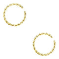 Forbidden Body Jewelry Nose Rings Set Surgical Steel Braided Hoops for Pierced and Fake Nose and Cartilage Piercings 14G-20G - style: 16g 8mm Gold Tone (2Pcs)