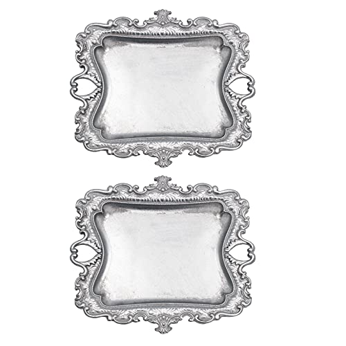 (2 Pack) Vintage Small Sliver Ring Dish, Birthday & Wedding Gifts for Women，Wedding Ring Tray - Sliver - color: Sliver (2 Pack)