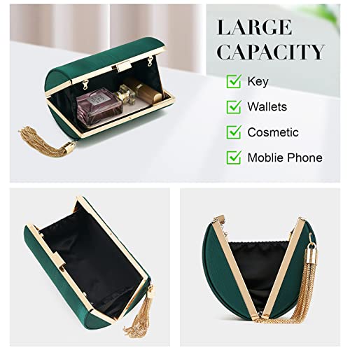 Women Clutch Bag Evening bag Fringed Evening Handbag,Lady Party Wedding Clutch Purse Chain Shoulder Cross Body Bag - color: Green