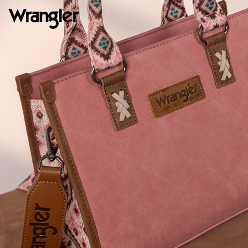 Montana West Wrangler Tote Bag for Women Aztec Western Retro Purse Top Handle Handbags - color: B-aztec-pink