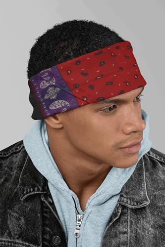 Motique Accessories Two Tone Paisley Bandana - Set of 3 - color: Black Purple