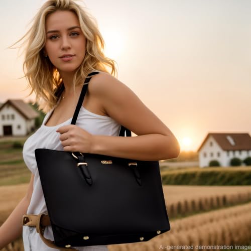 Purses And Wallets Set For Women Work Tote Satchel Handbags Shoulder Bag Top Handle Totes Purse With Matching Wallet - color: A1011-3pcs/Set Black