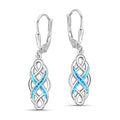 LeCalla 925 Sterling Silver Leverback Drop Earrings | Lightweight Celtic-Knot Filigree Heart Teardrop Dangle Earring for Women's Gift for Her - color: Blue Opal Celtic Knot