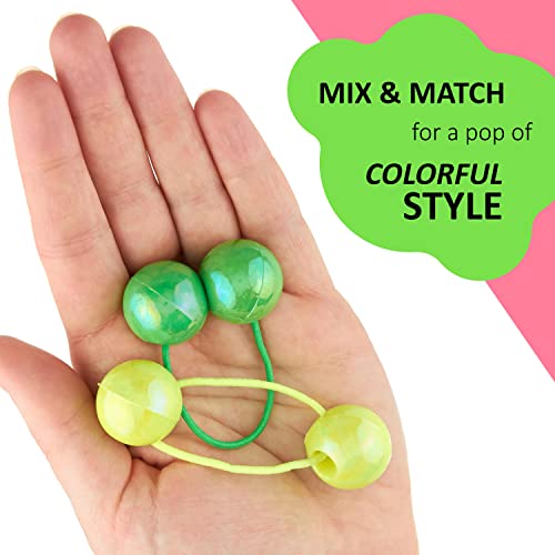 16pc Neon Ponytail Ball Hair Tie Set - Elastic Hair Accessories for Girls | Elastic Hair Accessories for Girls, Toddlers & Kids. Durable Secure Stretch. Fun Colorful Hair Elastics for Kids/Girls - color: Neon