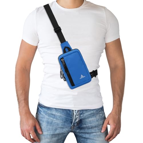 Peicees Small Crossbody Bag for Men Women Mini Sling Bag Travel Running Phone Daypack Cross Body Shoulder Bags, 2 Sizes, Small Navy Blue - color: Navy Blue, size: Small