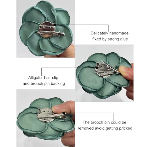 Sanrich Women's Brooches 4pcs Rose Flower Hair Clip Mexican Hair Flowers Clips Hairpin Brooch Tea Party Hats Headpieces (aqua blue) - color: aqua blue