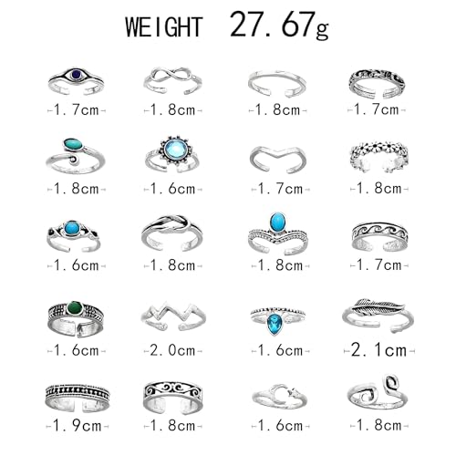 INENIMARTJ Gold Toe Rings for Women, Vintage Style Open Ring Set, Adjustable Summer Beach Foot Jewelry - color: B:20pcs