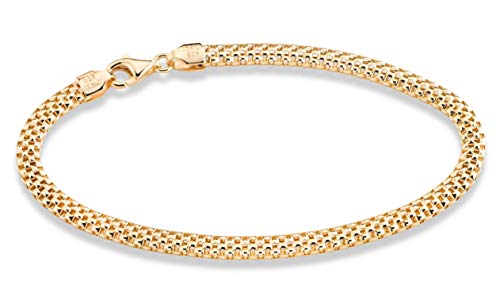 Miabella 18K Gold Plated 925 Sterling Silver Italian 4mm Mesh Link Chain Bracelet for Women 925 Italy - style: Length 7 Inches (women's average length)