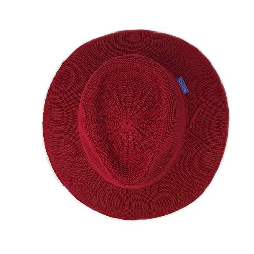 Wallaroo Hat Company Women's Victoria Fedora – UPF 50+ UV Protection, Wide Brim, Packable & Adjustable Sun Hat - color: Cranberry, size: Medium