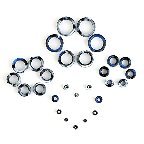 WBRWP 20/28pcs Ear Stretching kit Set: Hollow Hard/Soft Silicone Plugs and Tunnels Ear Expander Gauges Stretcher Body Piercing Jewelry - style: 28pcs Thick/Mixed Black&White&Blue
