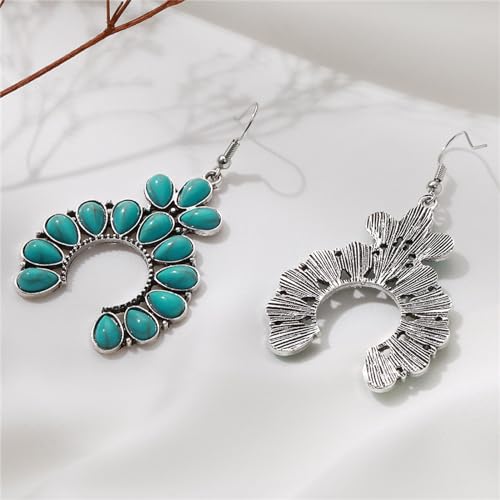 coadipress Bohemian Turquoise Beaded Tassel Earring for Women Ethnic Chandelier Boho Beads Earrings Hollow Out Turquoises Beaded Statement Earrings Ethnic Style Jewelry Gifts - color: Turquoise Hoof