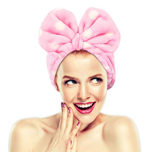 Hairizone Cosmetic Hair Band With Bowknot, for Kids and Girls, Light Pink | Soft and Cute Big Bow Headband, For Face Washing, Shower Spa, Makeup, Wrap Hair - color: Pink