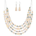 Errally Layered Beaded Statement Necklace Multi Strand Crystal Beads Collar Necklace and Earring Sets for Women Fashion Costume Jewelry Set Gifts for Her - color: Champagne