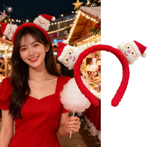 Christmas Headband Cute Santa Claus Headbands for Women Smiling Santa Claus Costume Hair Accessories Winter Christmas Head Bands Fashion Holiday Hairbands Xmas Fashion Accessories for Women 2 Pack
