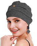 osvyo Cotton Chemo Turbans for Women Cancer Hairloss hat - Cotton Lightweight Headwear Sealed Packaging - color: Cotton Dark Flecking Gray
